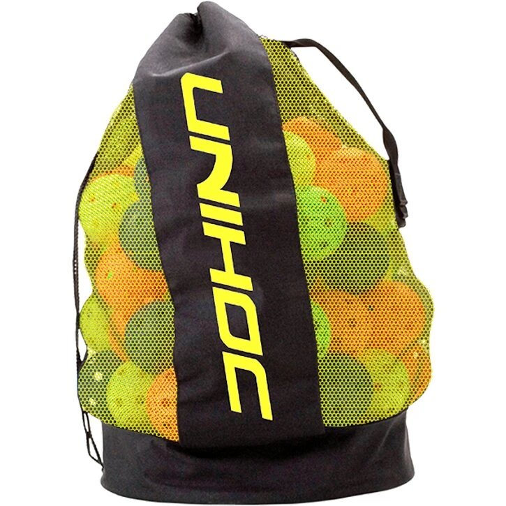 Unihoc Ballbag Big – sort/neon gul, plads til 80 bolde