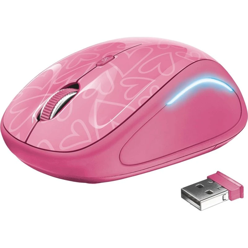 Trust Yvi FX trådløs mus pink med LED-belysning