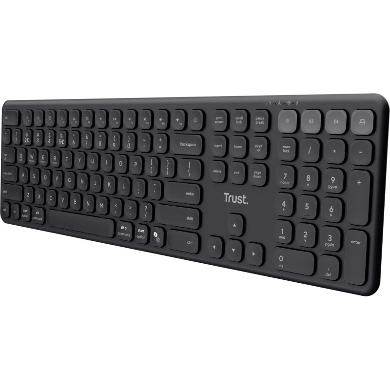 Trust Vaiya Tastatur USB/RF/Bluetooth, USA-layout, sort