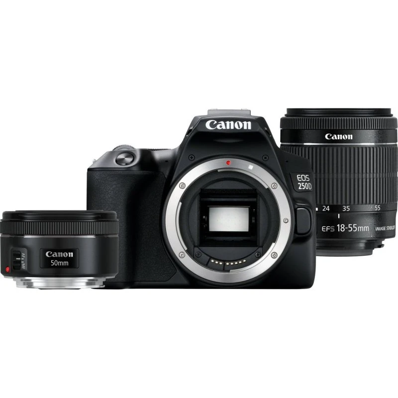 Canon EOS 250D 24.1MP + 18-55mm & 50mm Objektiv - Sort