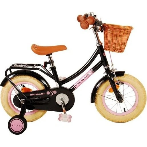 Volare Excellent 12" Børnecykel med Kurv - Sort