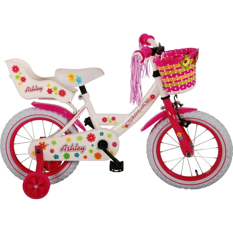 Volare Ashley 14" Hvid Børnecykel med Støttehjul
