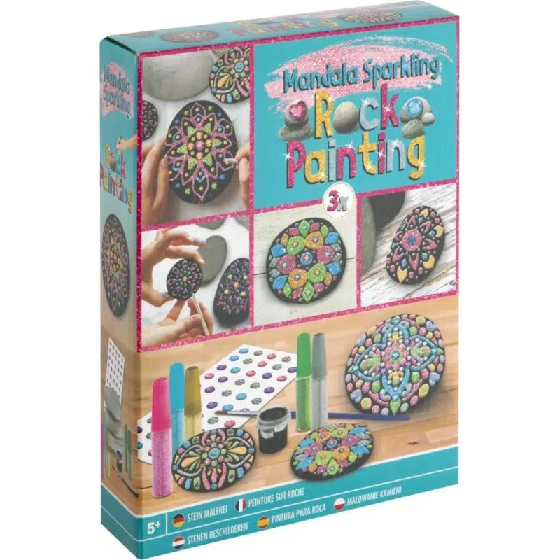 Grafix Stone Painting Mandala Sparkling – 3 Sten med Diamantklistermærker