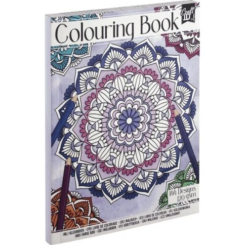 Craft ID Malebog Mandala 20,5 x 15,7 cm – 120 g – Blomster – 144 Designs