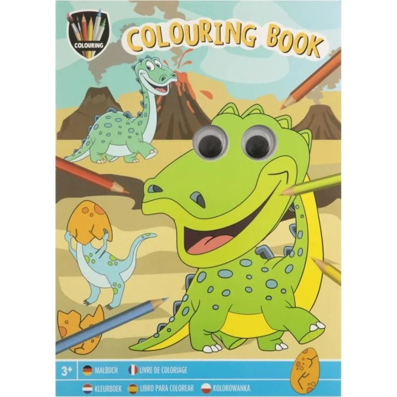 Moxy Dino Malebog med Wobbly Øjne – 3+ år