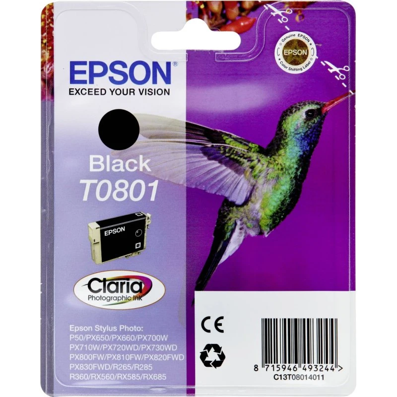 Epson T0801 Sort Blæk 7,4 ml