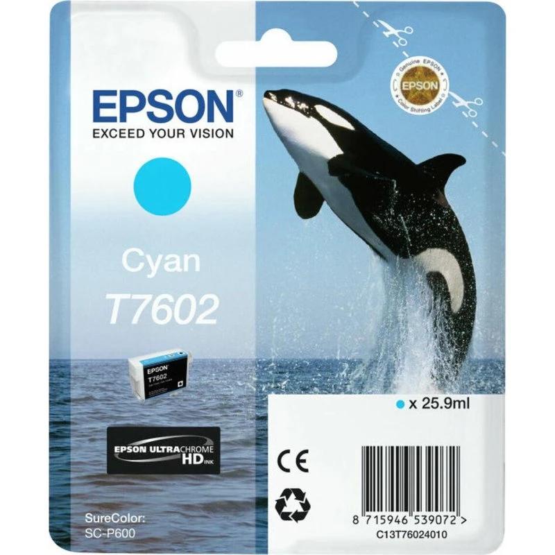 Epson T7602 Cyan Original Blækpatron, 26 ml