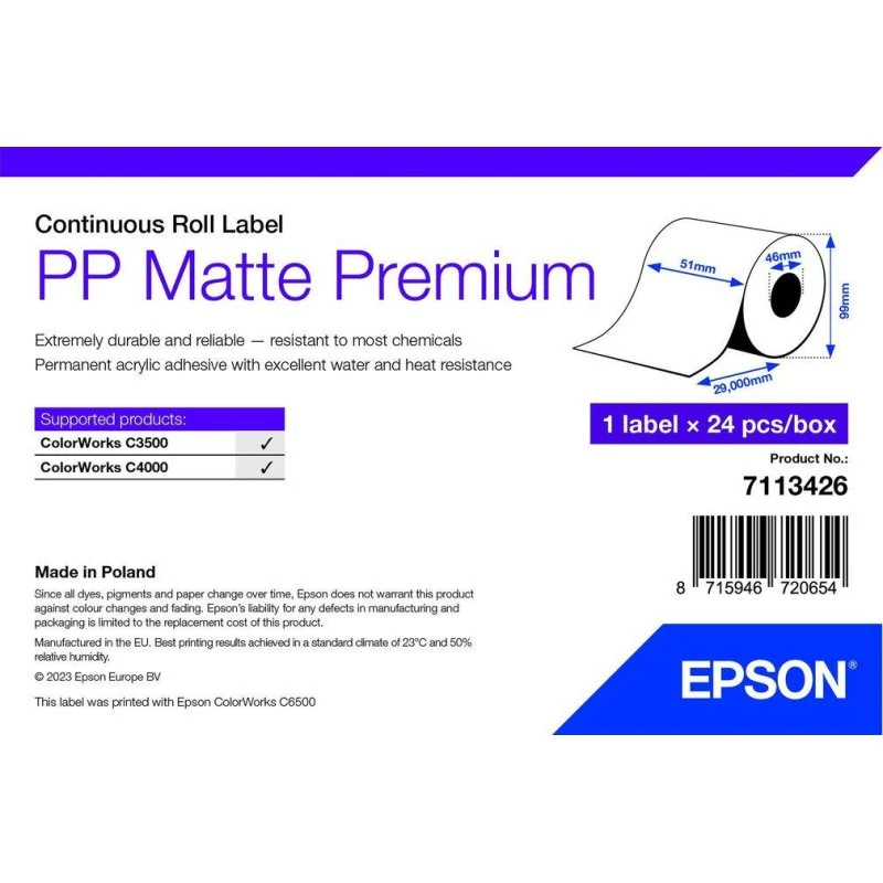 Epson 7113426 Hvid Fortløbende Etiketter, 24 Ruller