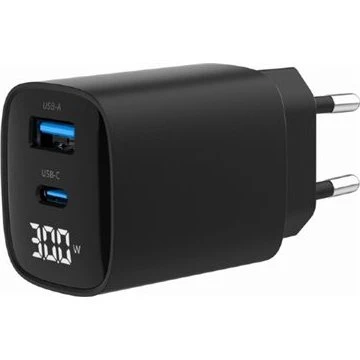 Gembird Universal GaN 30W USB-C Charger med LCD, QC 3.0 & PD