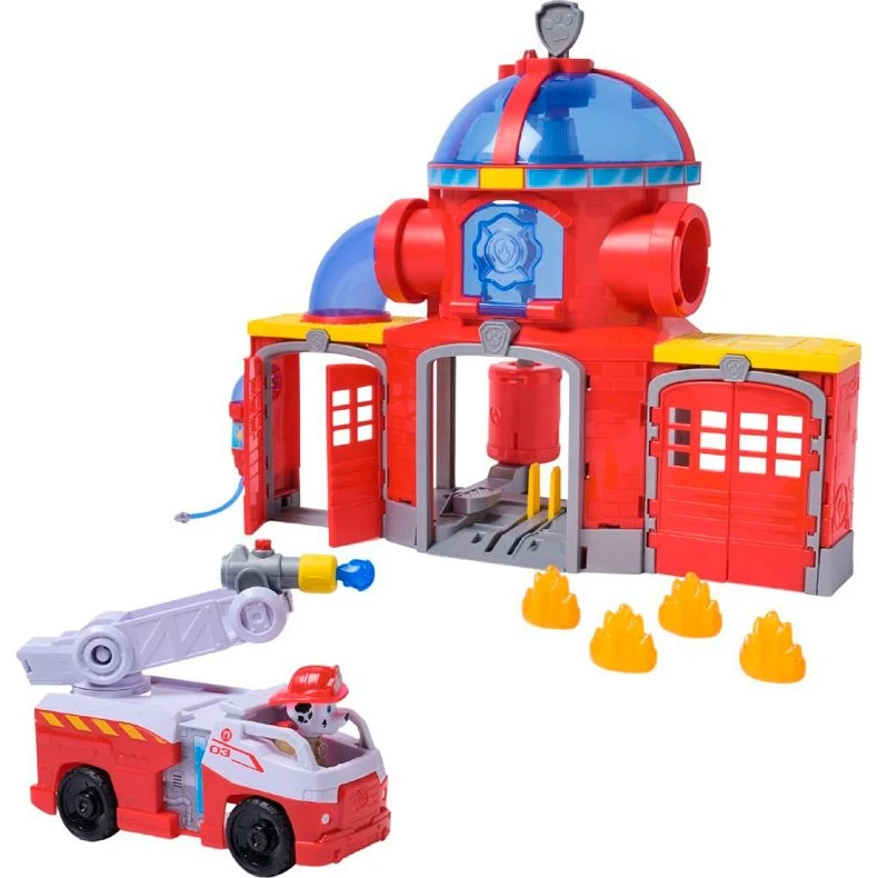 Paw Patrol Fire Rescue Command Center Legesæt med Marshall og Brandbil