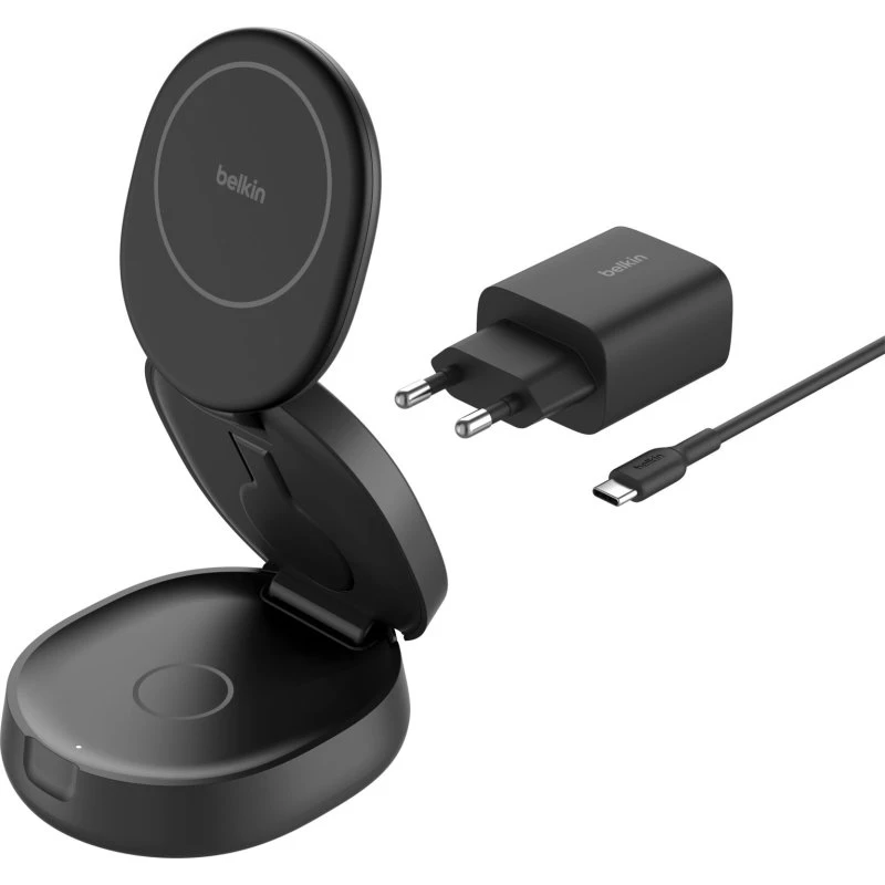 Belkin BoostCharge 3-i-1 Magnetisk Trådløs Opladningsstander, 15W, Sort