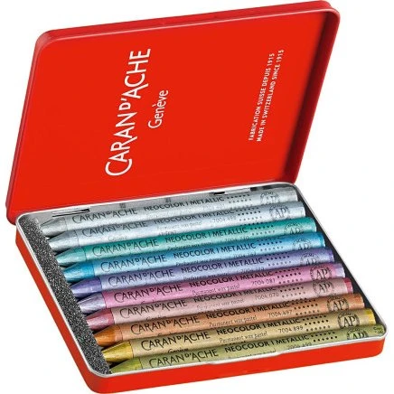 Caran d'Ache Neocolor I Metallic Vokspastel 8 mm, 10 stk.
