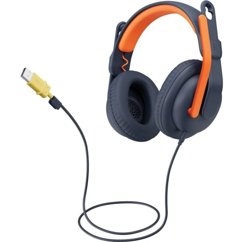 Logitech Zone Learn Over-Ear Headset, Sort/Orange, USB-C