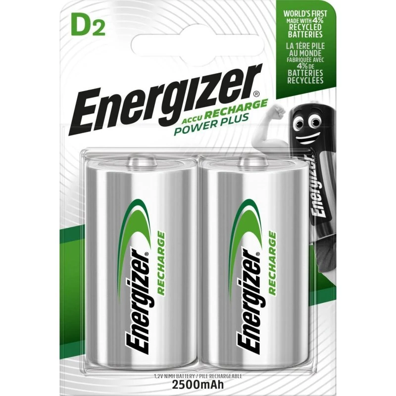Energizer NiMH D-batterier 2500mAh, 2 stk.