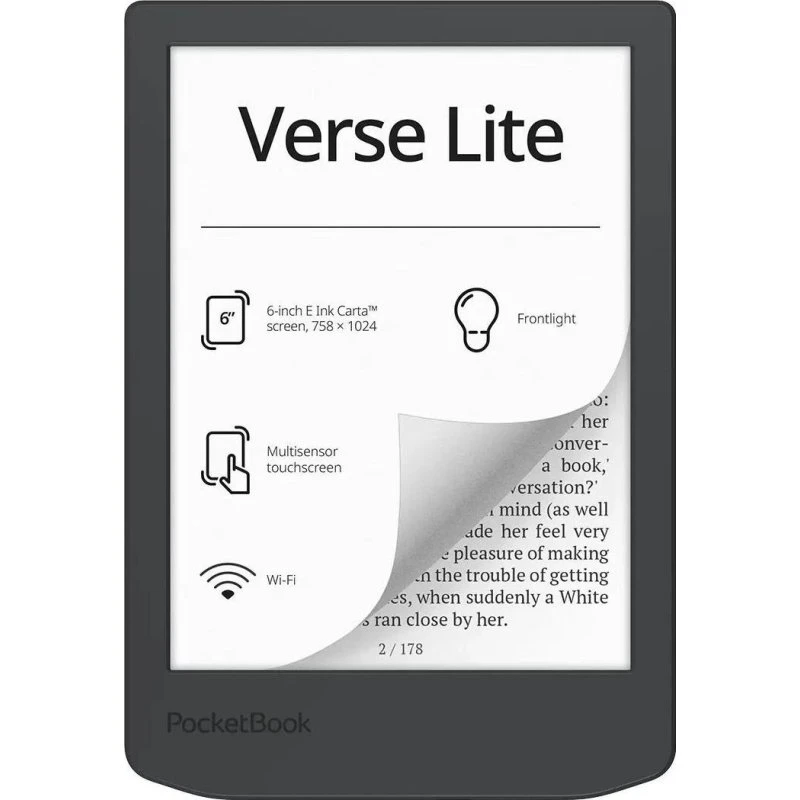 PocketBook Verse Lite 6" E-bogslæser, 8 GB, Grå