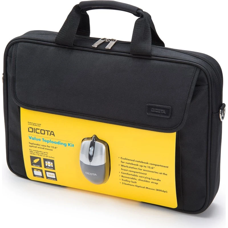 Dicota Value Toploading Computertaske 15,6" Sort