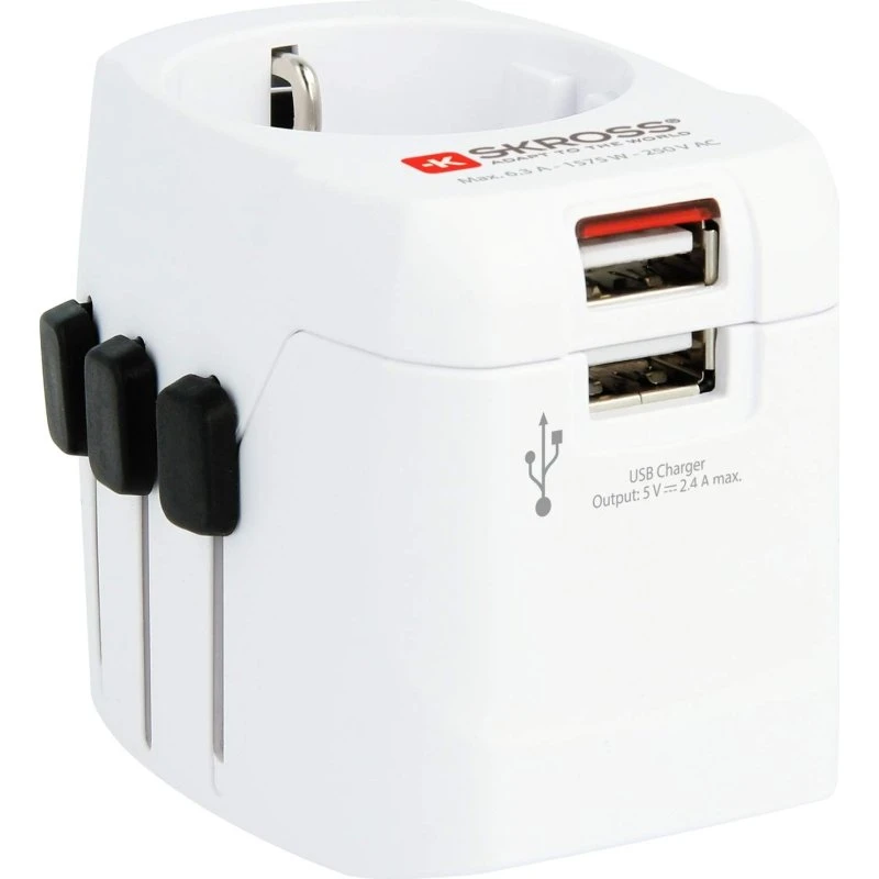 SKROSS Pro Light 2xUSB jordet rejseadapter 12W