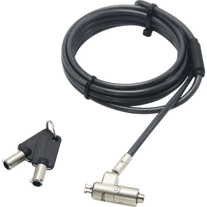 Dicota Nano Ultra Slim Sikkerhedskabelslås 2 m, 4,4 mm, 2 nøgler - Sort/Sølv