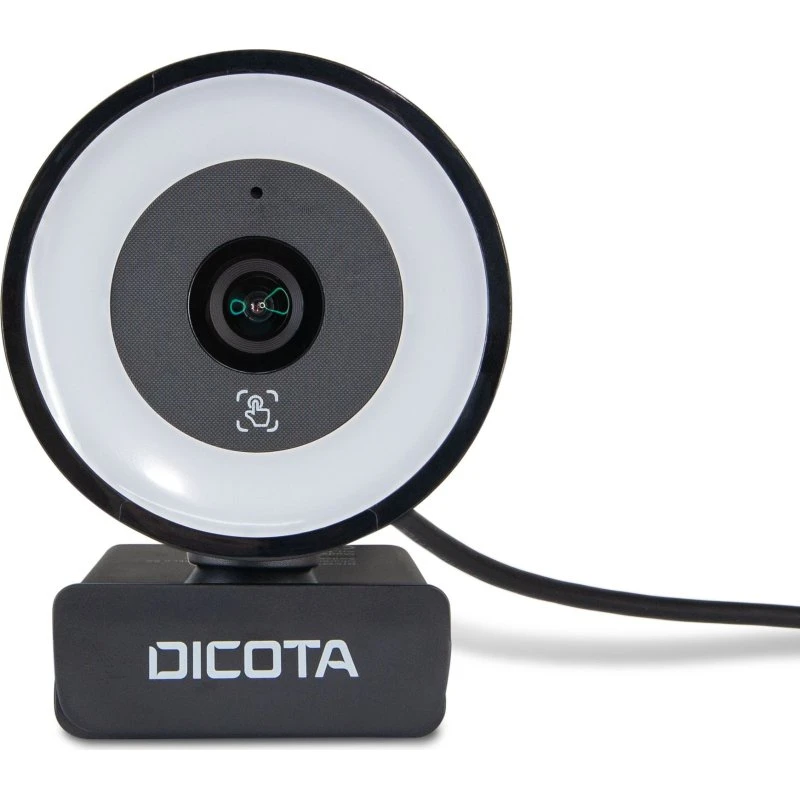 Dicota Ringlight Webcam 5MP, Autofokus, 3-niveau LED, Sort