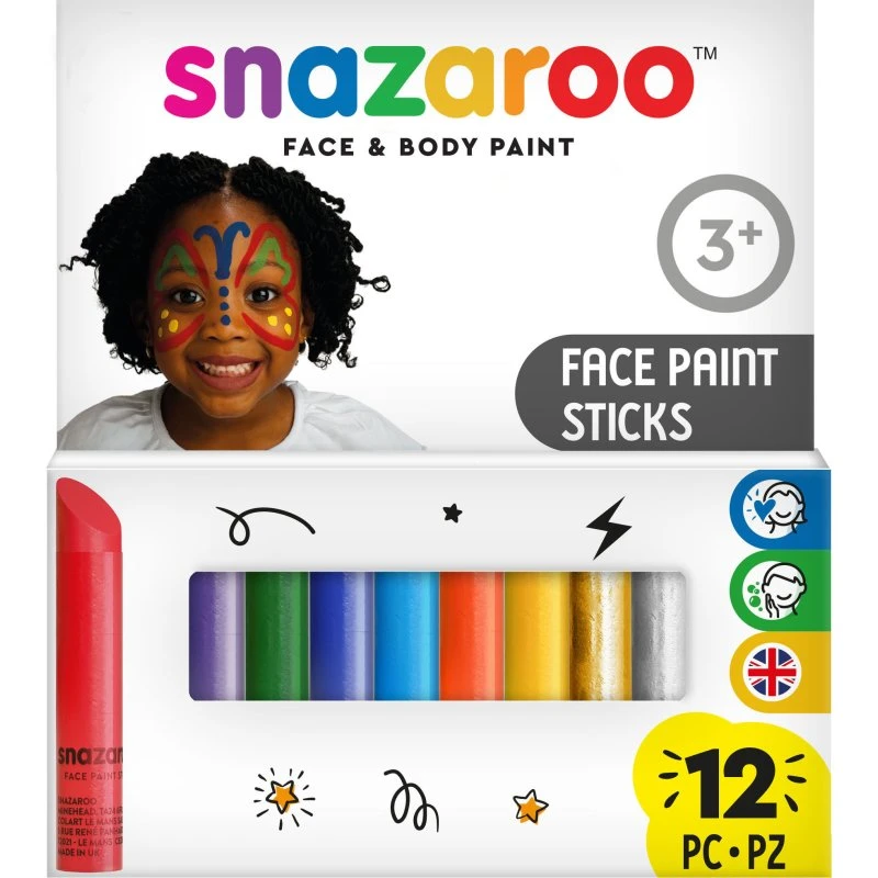 Snazaroo Ansigtsmaling 12 stk, Flerfarvet, 3+ år