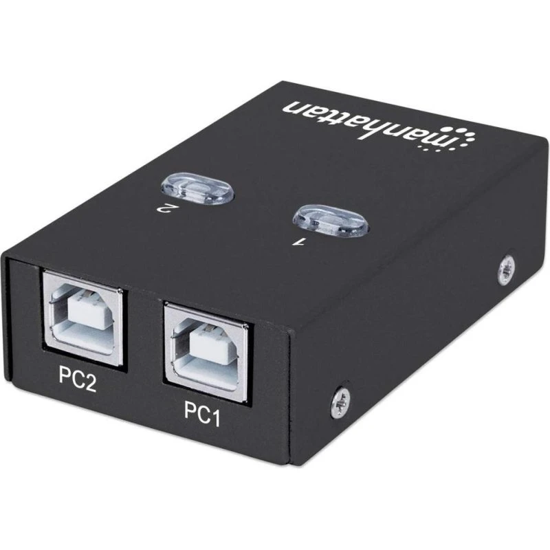 Manhattan USB-switch 2-port, sort, USB 2.0