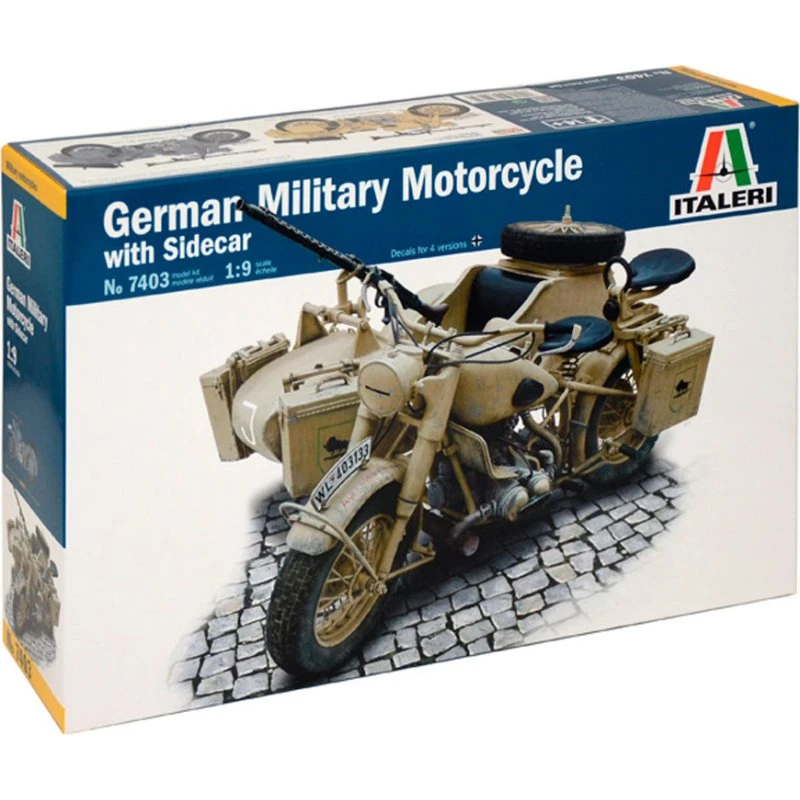 Italeri BMW R75 Militær Motorcykel med Sidecar - 1:9