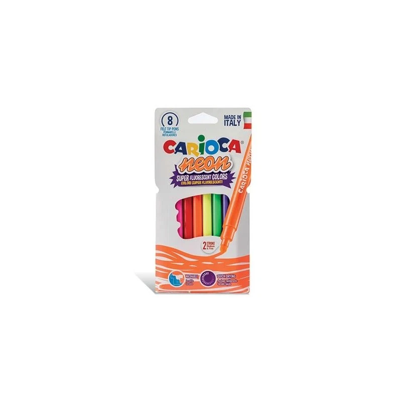 Carioca 12 stk. Neon Vandfarver med Pensel