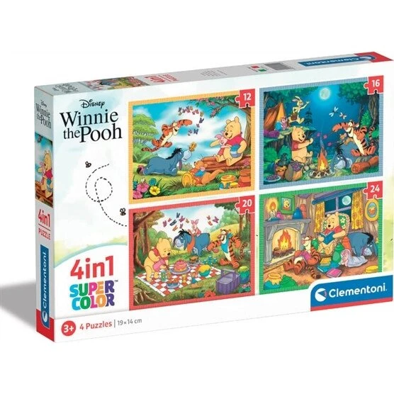 Clementoni Disney Winnie the Pooh 4-i-1 Puslespil, 12/16/20/24 Brikker