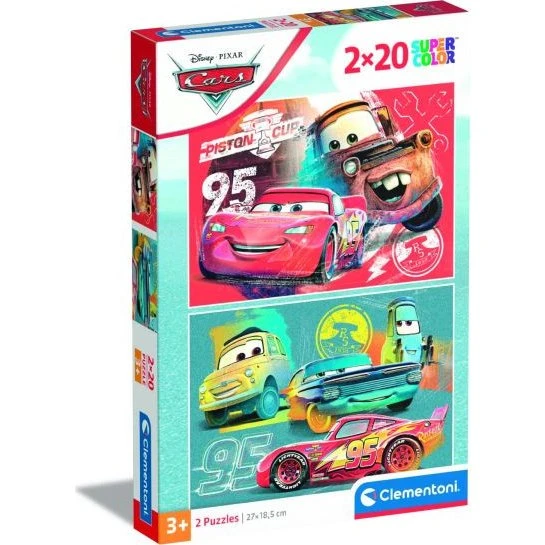 Clementoni SuperColor Puslespil 2x20 Brikker - Disney Pixar Cars