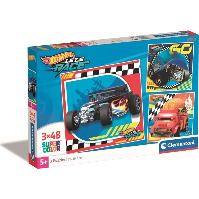 Clementoni SuperColor Hot Wheels 3x48 Brikker