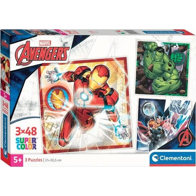 Clementoni SuperColor Avengers 3x48 Brikker - Farvepuzzle