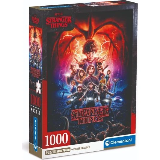 Clementoni Stranger Things 1000 Brikker Puslespil med Plakat
