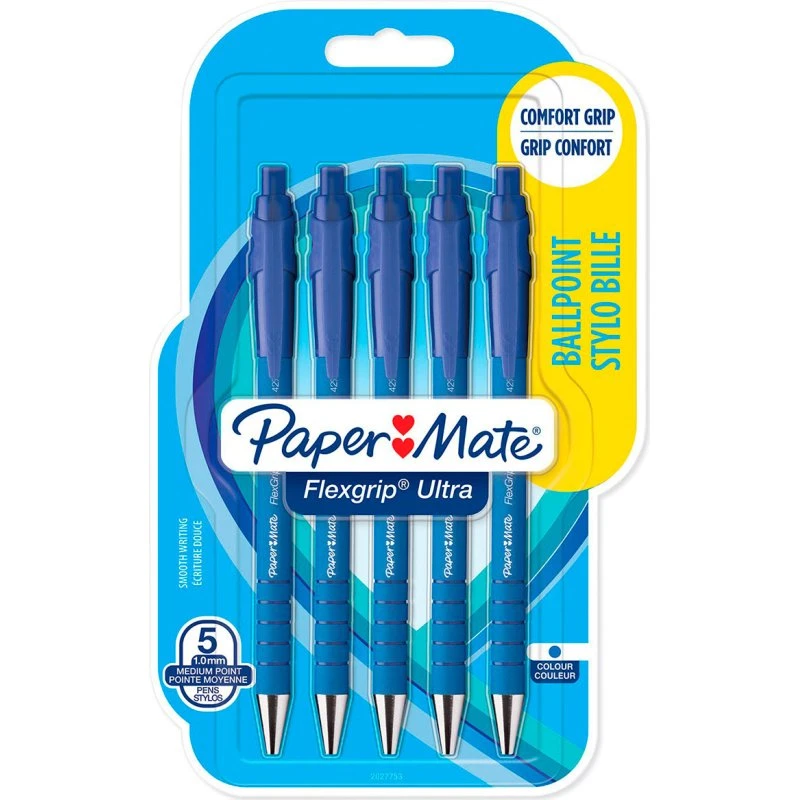 Paper Mate Flexgrip Ultra Kuglepen 1,0 mm Blå 5 stk