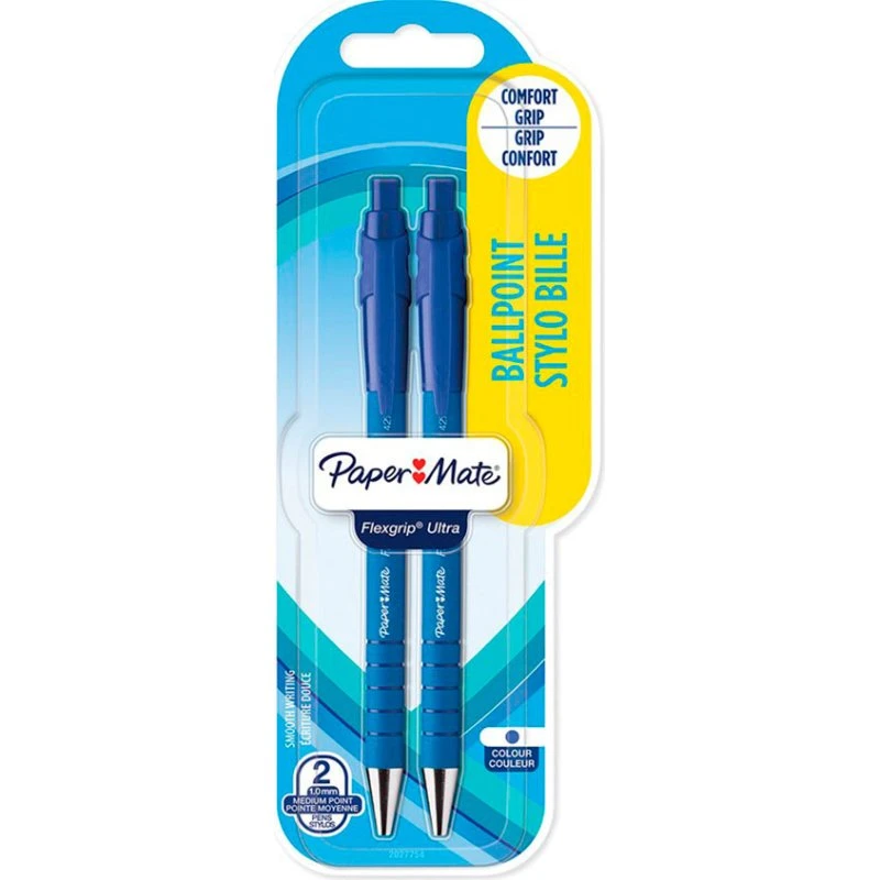 Paper Mate Flexgrip Ultra Kuglepen 1,0 mm Blå (2 stk)
