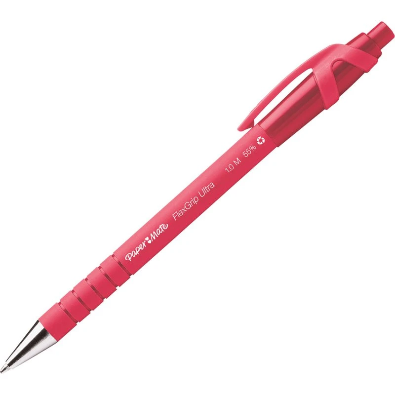 Paper Mate FlexGrip Ultra Kuglepen, rød, 1 mm (12 stk)