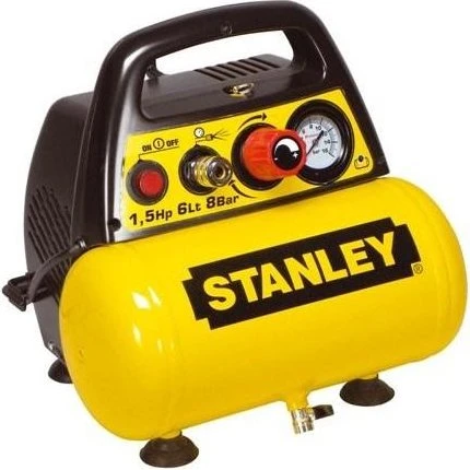 Stanley DN 200/8/6 oliefri kompressor 6 l, 1,5 HK, 8 bar, gul/sort
