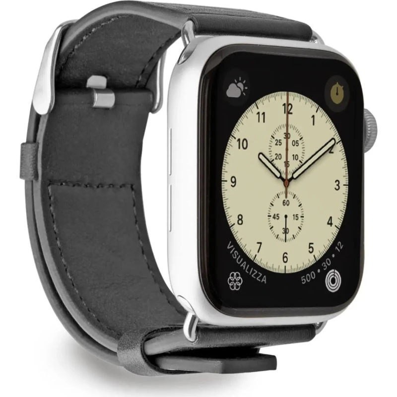 CASE&ME SBS Eco Læder Urrem, Sort, Apple Watch 42/44/45/49mm