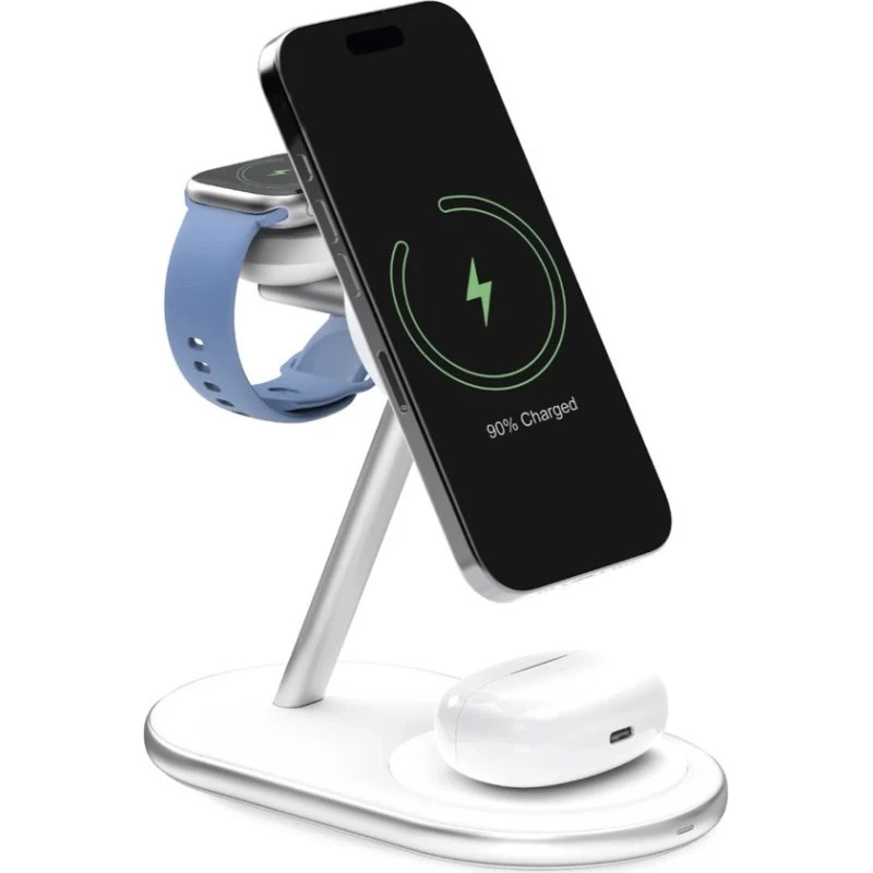 Puro Mag Station Qi2 3-in-1 Trådløs Oplader - Hvid