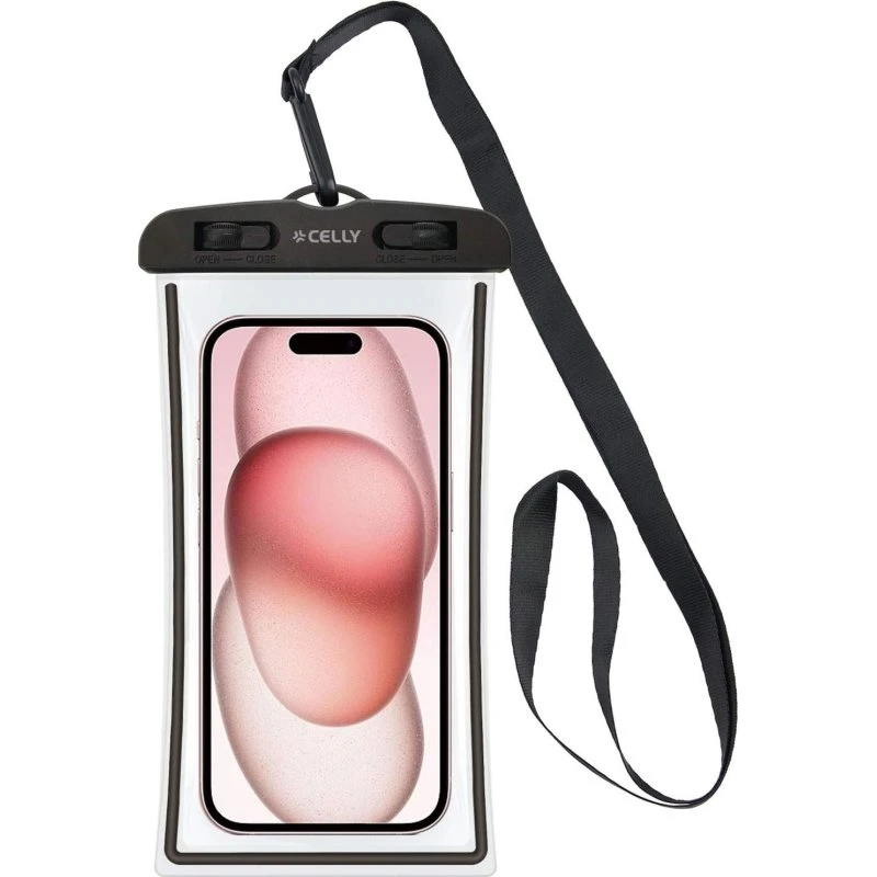 Celly Splashbag IPX8 Vandtæt Taske til Mobiltelefon, Sort, Max 6,5"