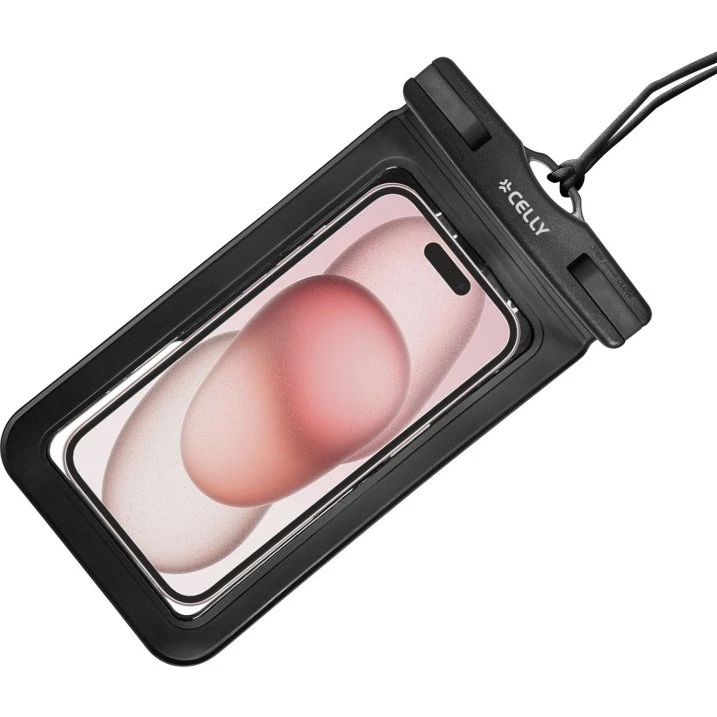 Celly Splashbag Vattentæt Mobilfodral IP68, Sort, Max 6,9"