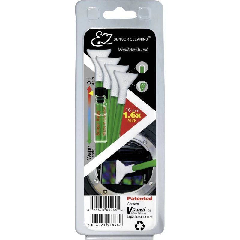 VisibleDust EZ Kit Smear Away Sensorrens – 1ml Løsning + 4 Grønne Swabs
