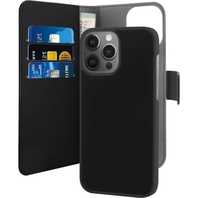 Puro iPhone 13 Pro EcoLeather Wallet Detach. Sort