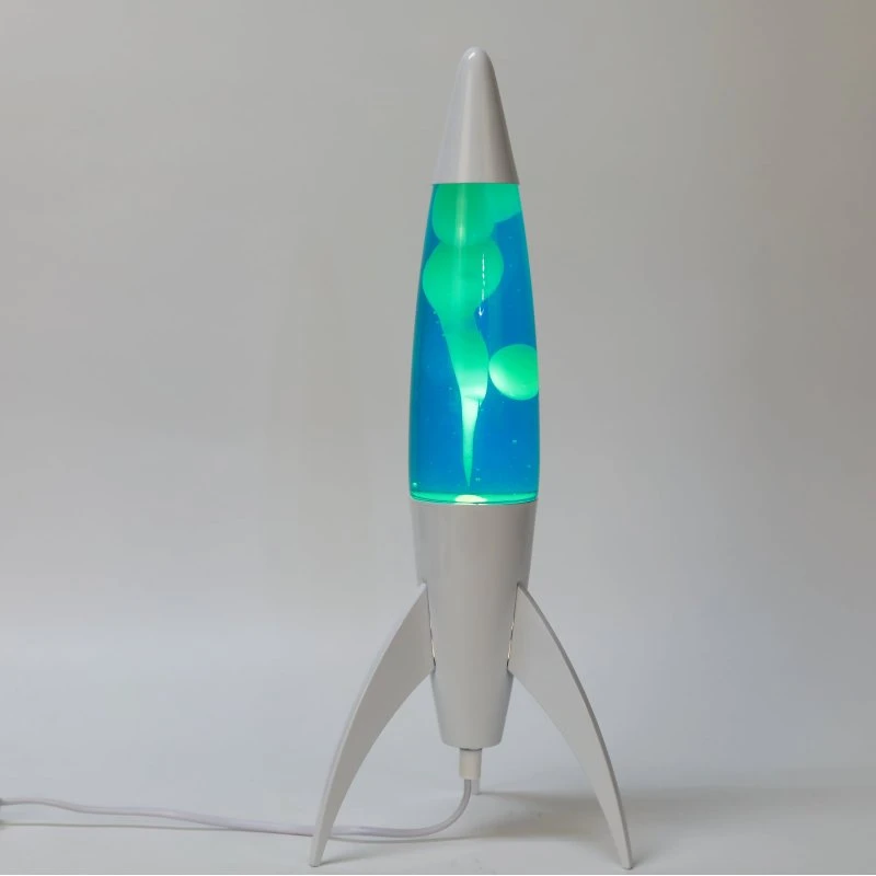 iTotal Rocket Lava Lampe, Hvid Base, Blå Væske, 45cm