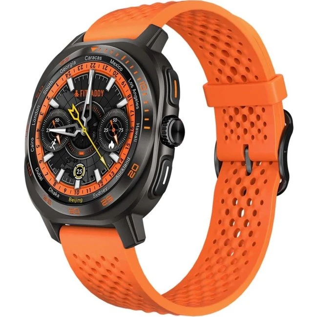 Fitpaddy FitWatch Pro Smartklokke med 2 Armbånd, 1,43" AMOLED, Sort/Orange