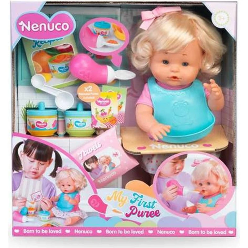 Nenuco Babydukke 35 cm med Babymadstilbehør