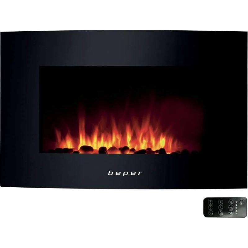 Beper RI503 Vægmonteret Pejs med LED-Flammer, Sort (2000W)