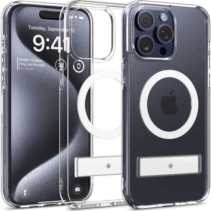 Spigen Caseology Capella MagSafe Kickstand Cover til iPhone 15 Pro Max - Hvid