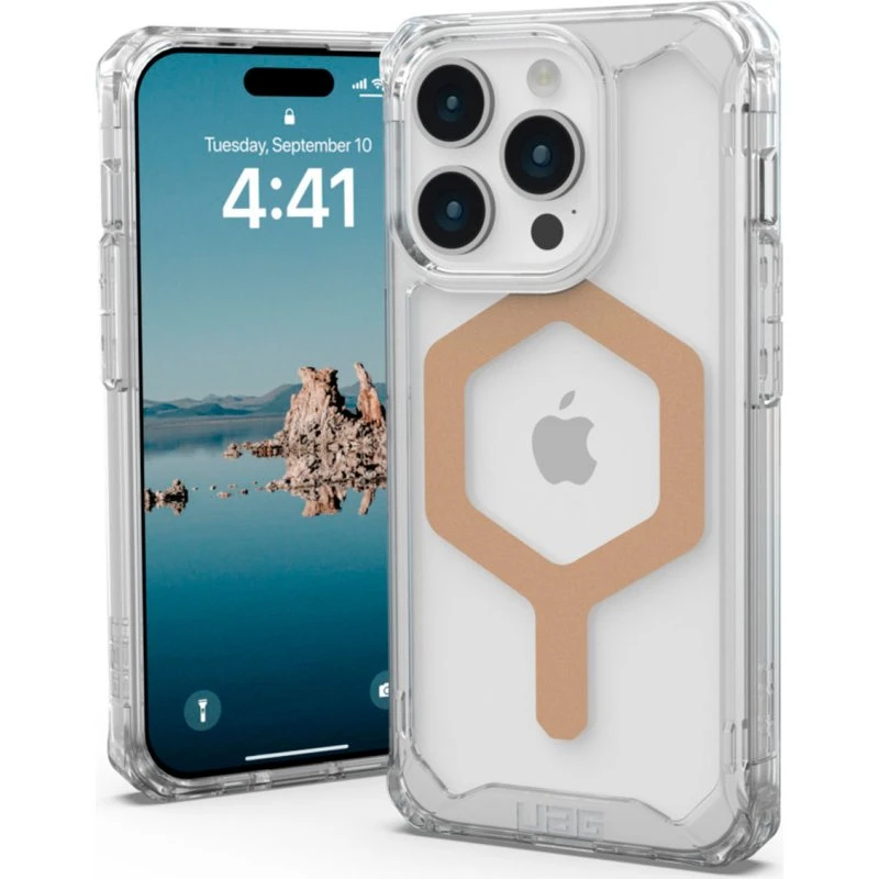 UAG Plyo MagSafe Cover til iPhone 15 Pro, Ice/Guld