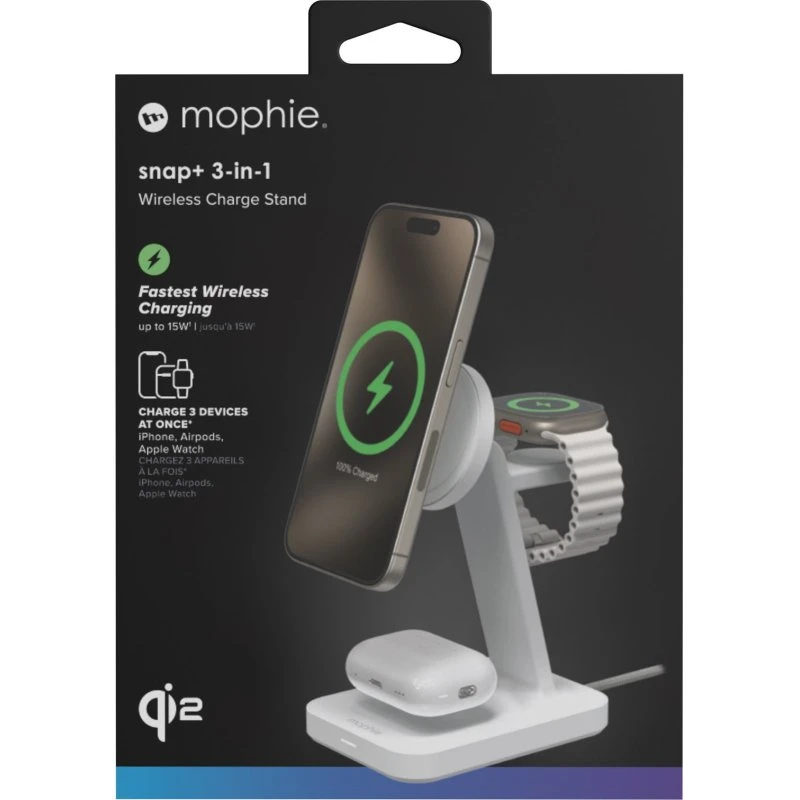 ZAGG Mophie Snap+ 3-i-1 Qi2 Trådløs Opladningsstander Hvid