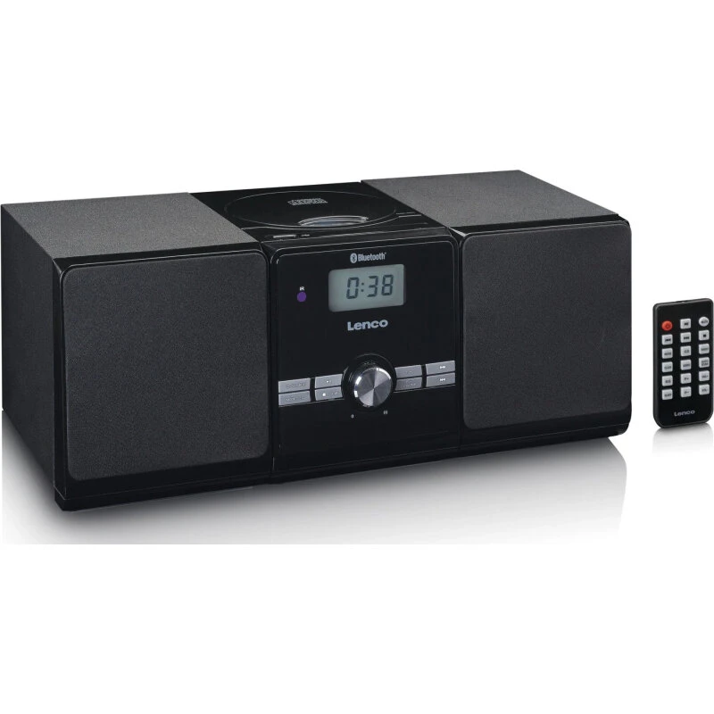Lenco MC-030BK mikrosæt med CD/MP3, Bluetooth og USB-fjernbetjening, sort